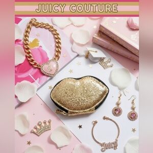 Juicy Couture Women's Gold Small Sequin Lip Shape Pouch Vintage Case